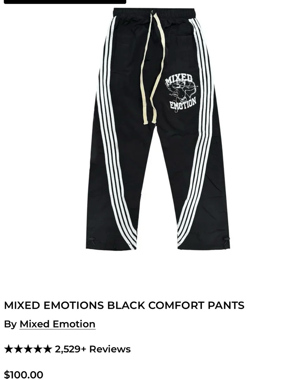 Kids' Black Track Joggers with White Stripes